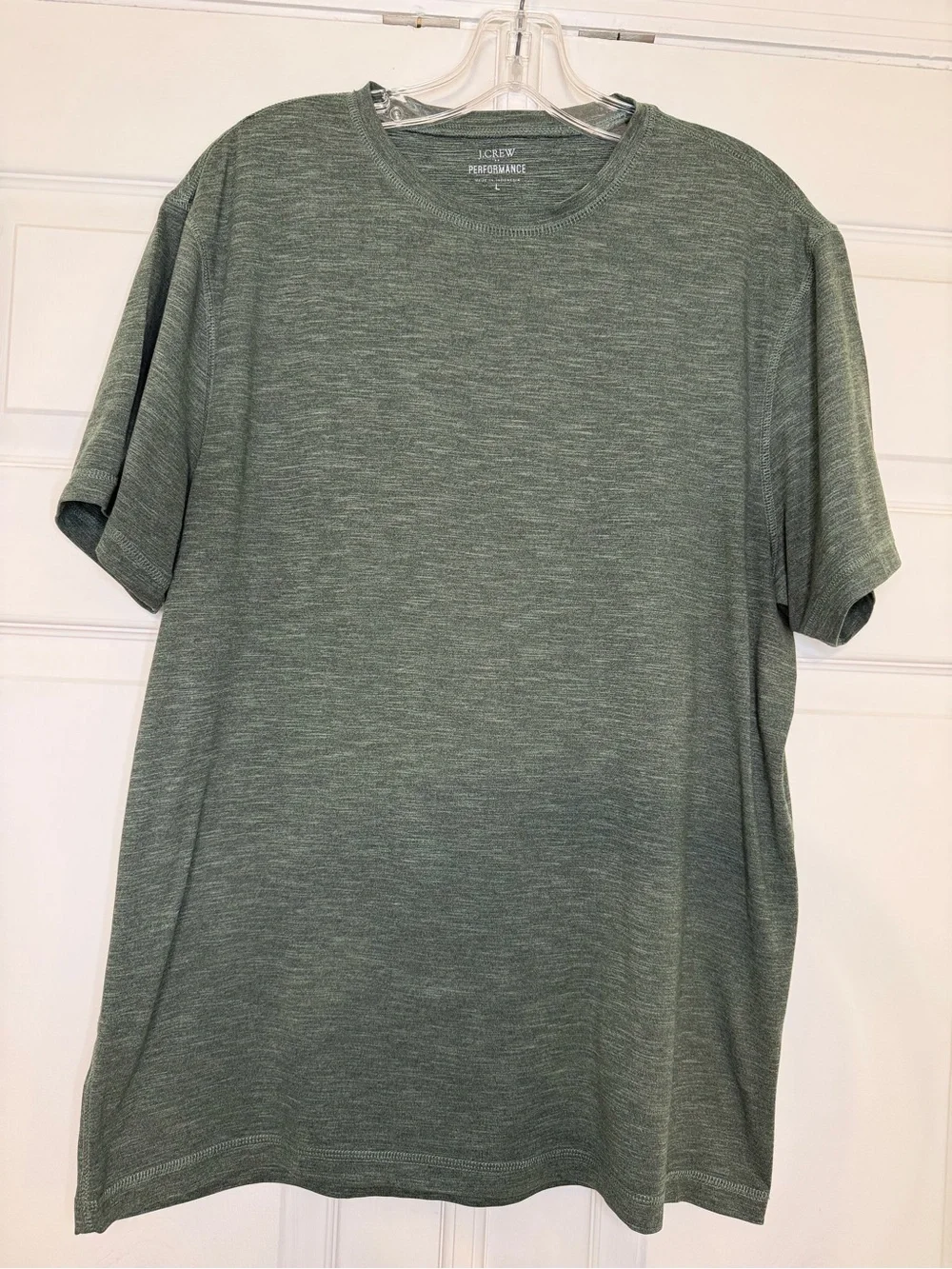 J. Crew Men's Heather Sage Green Performance Crew Tee